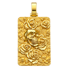 Skull & Roses Rectangular Pendant — polished yellow gold on transparent background