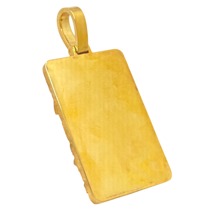 24K Yellow Gold Skull & Roses Pendant