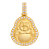 Small Happy Buddha Diamond Pendant in yellow gold on a transparent background