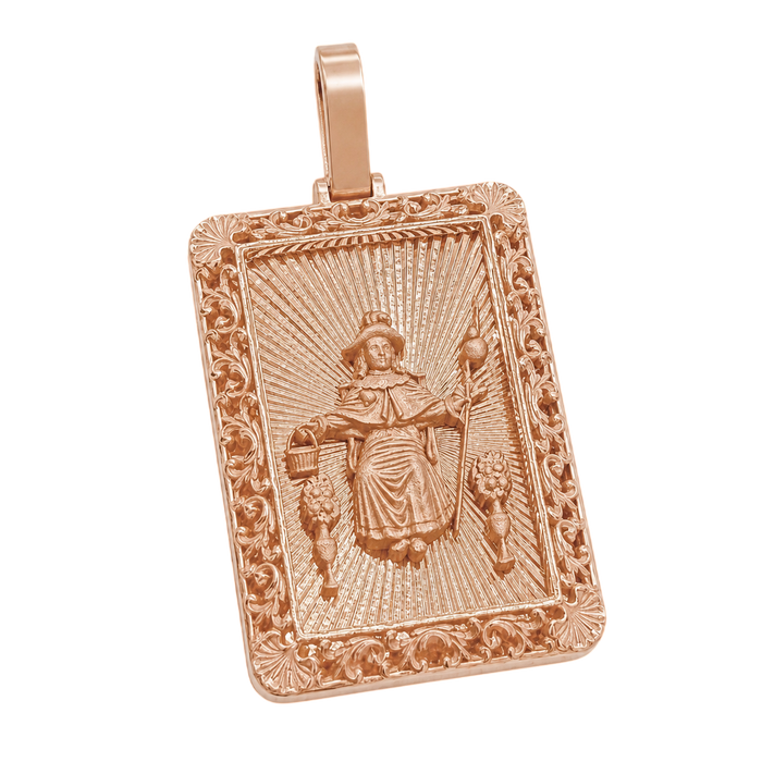 Diamond Cut St Niño w/ Filigree Border Pendant