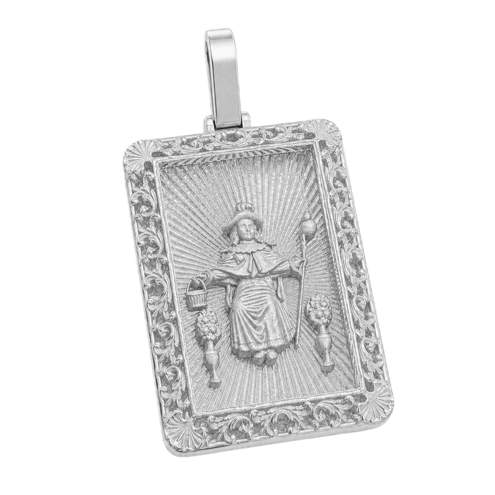 Diamond Cut St Niño w/ Filigree Border Pendant