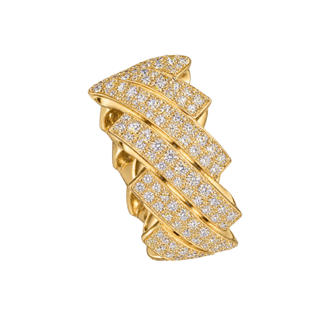 Staggered Cuban Diamond Ring in yellow gold — studio view