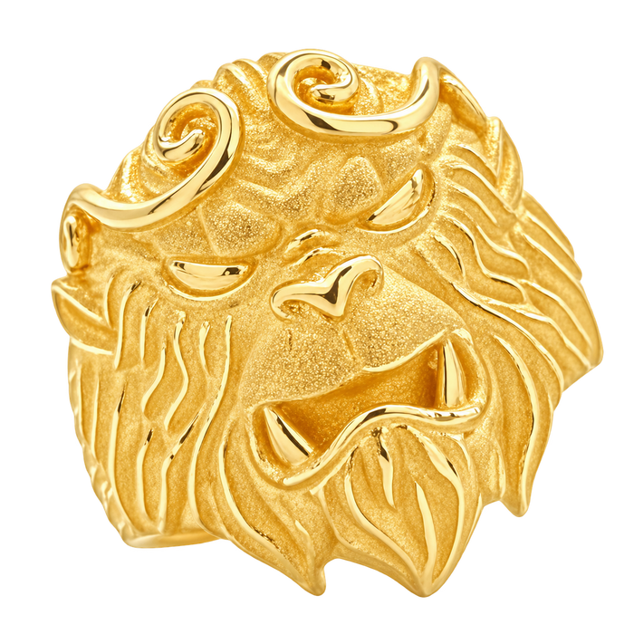 Sun Wukong Ring — polished yellow gold studio view