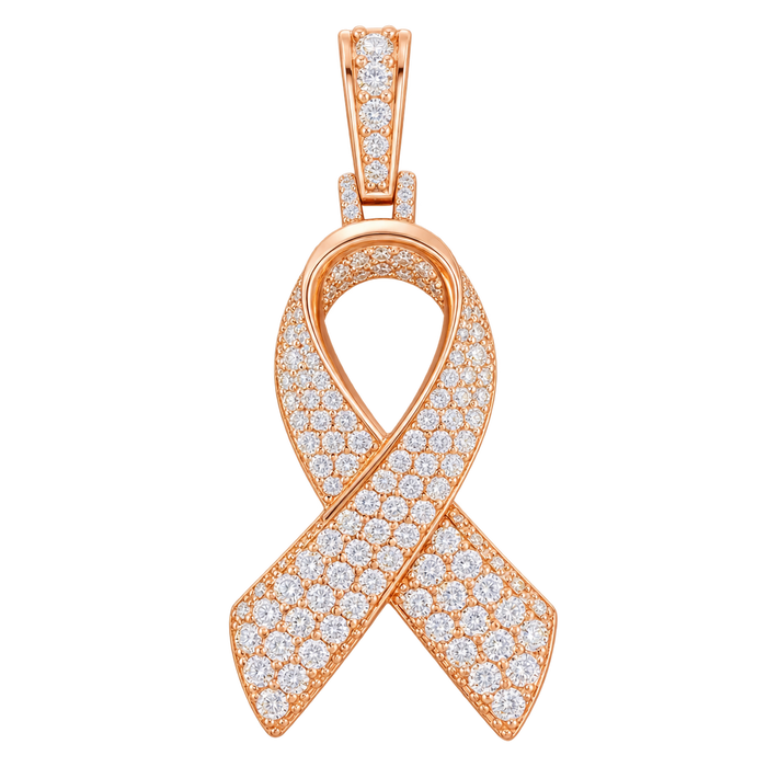 Cancer Ribbon Diamond Pendant — isolated product view