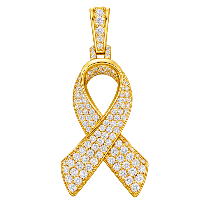 Cancer Ribbon Diamond Pendant — yellow gold product view