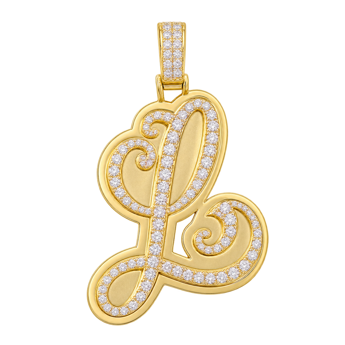 Cursive "L" Diamond Pendant — isolated product view