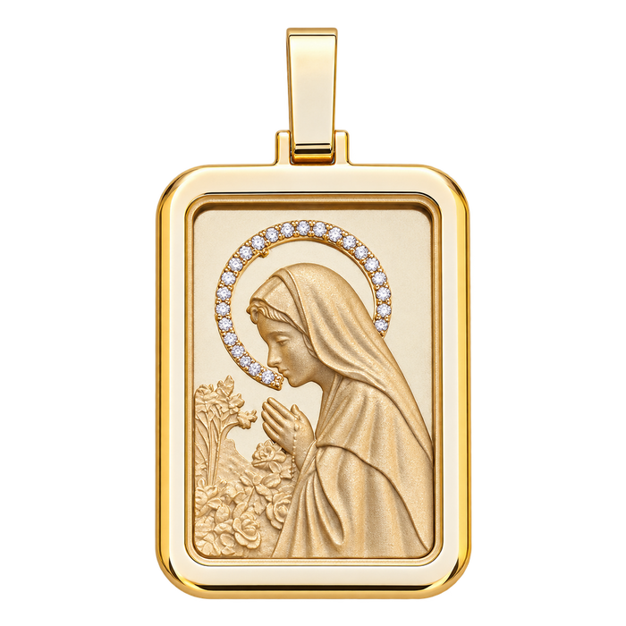 Diamond Virgin Mary Rectangular Pendant — isolated product view