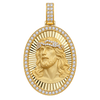 Double-Sided Jesus & Virgin Mary Diamond Oval Pendant — isolated product view