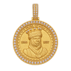 Double-Sided Musa of Mali and Ethiopian Lion of Judah Diamond Circular Pendant — isolated product view