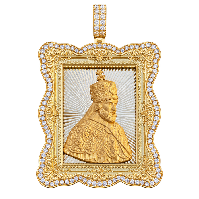 Haile Selassie Diamond Portrait Pendant — isolated product view
