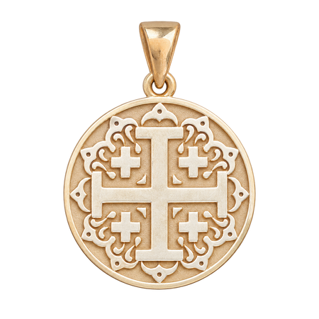 Jerusalem Cross Circular Pendant — isolated product view