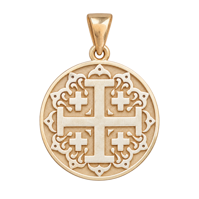 Jerusalem Cross Circular Pendant — isolated product view