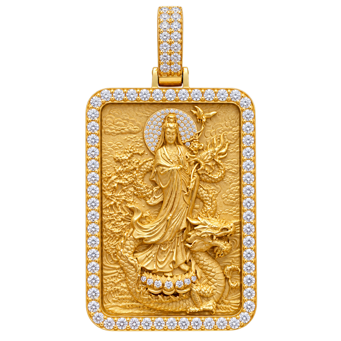 Lady Buddha (Guan Yin) Diamond Framed Pendant — isolated product view