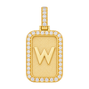 Mini Rectangular "W" Diamond Frame Pendant — isolated product view