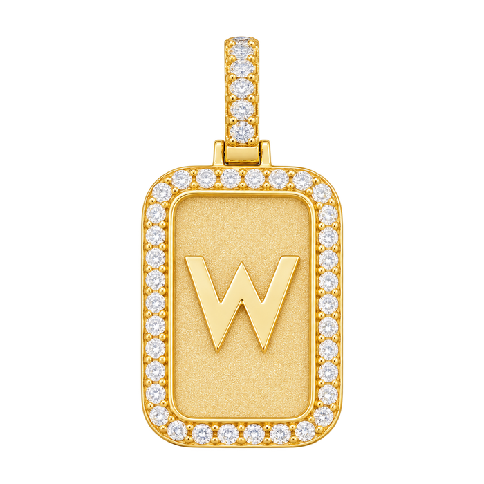 Mini Rectangular "W" Diamond Frame Pendant — isolated product view