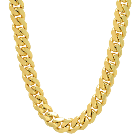 11.5MM Solid Miami Cuban Link Chain in polished yellow gold