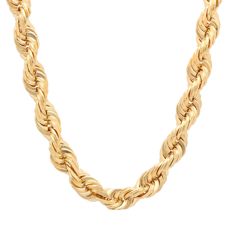 12MM Solid Diamond-Cut Rope Chain in polished yellow gold