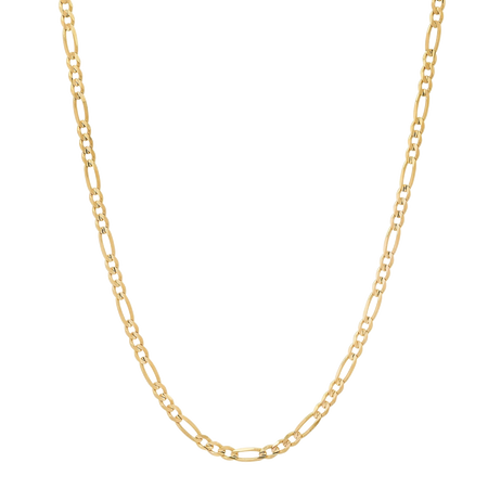 2.2MM Solid Plain Figaro Chain in polished yellow gold
