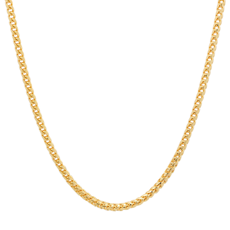 2.5MM Solid Plain Franco Chain in polished yellow gold