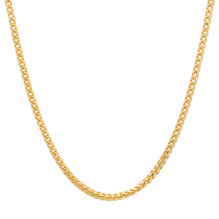 2.5MM Solid Plain Franco Chain in polished yellow gold