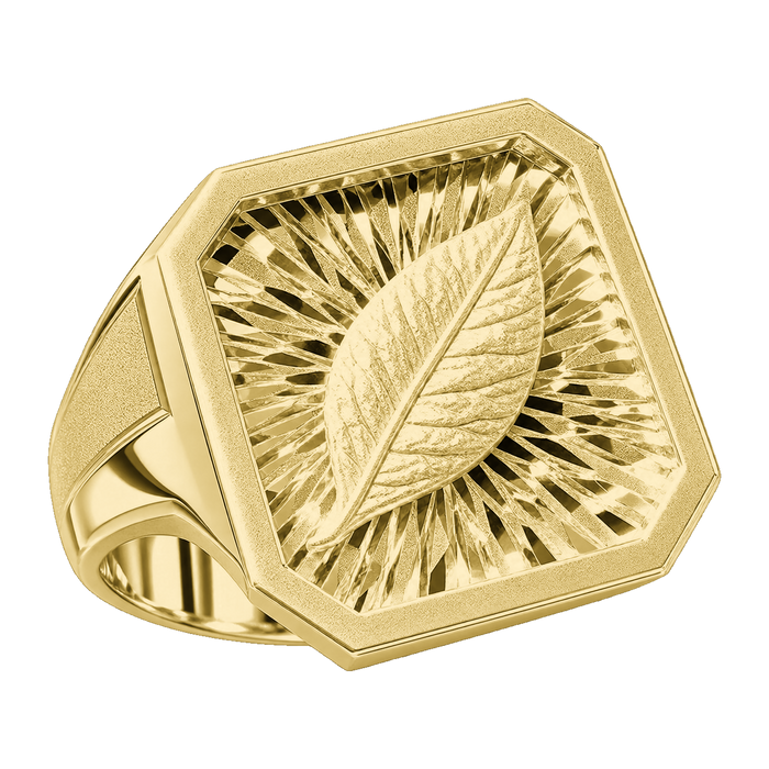 Coca Leaf Diamond-Cut Championship Ring — generated studio view
