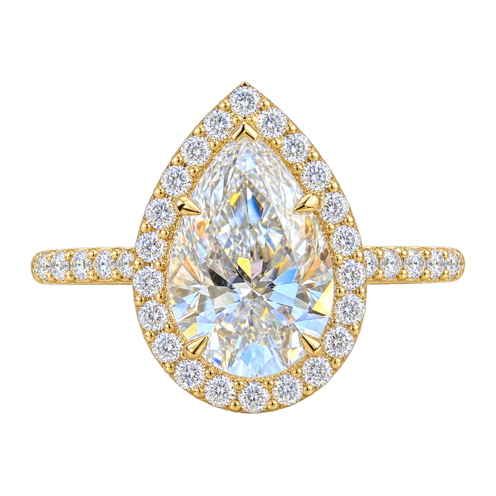 French Pavé Halo Cathedral Engagement Ring — generated studio view