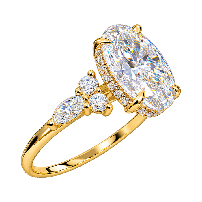 Marquise and Round Accent Hidden Halo Engagement Ring — generated studio view