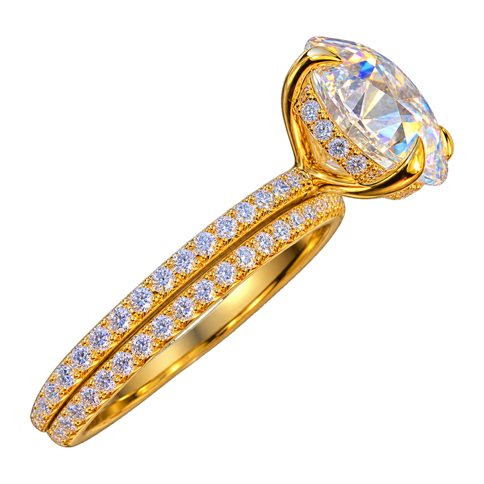 Micro French Pavé Hidden Halo Engagement Ring — generated studio view