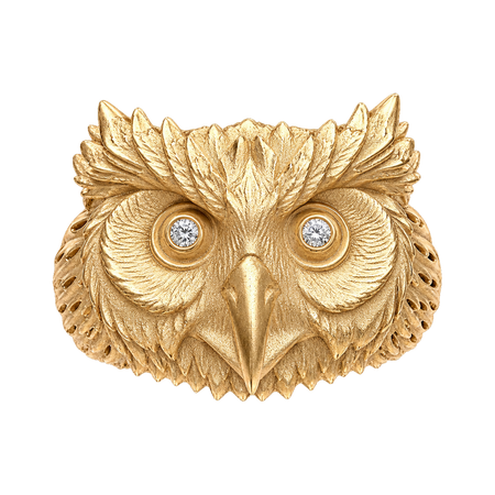 Owl Face Ring — generated studio view