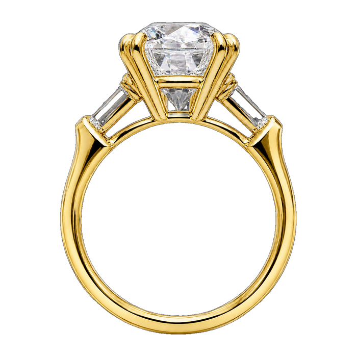 Tapered Baguette Three-Stone Engagement Ring — generated studio view