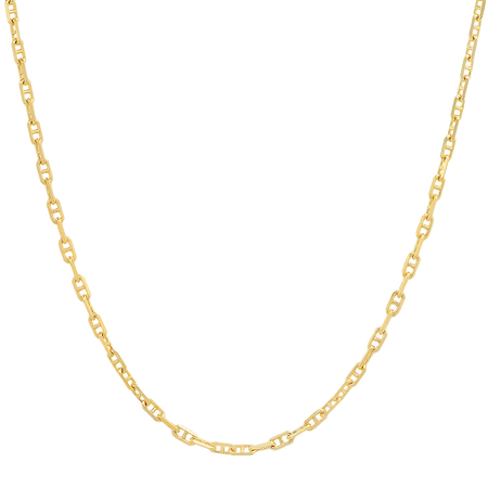 2MM Solid Alternating Mariner Chain in polished yellow gold