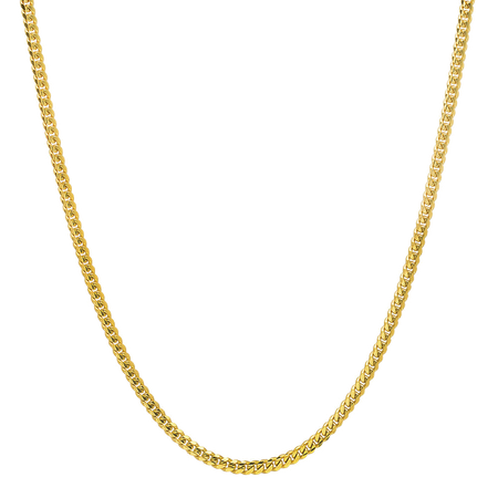 2MM Solid Miami Cuban Link Chain in polished yellow gold