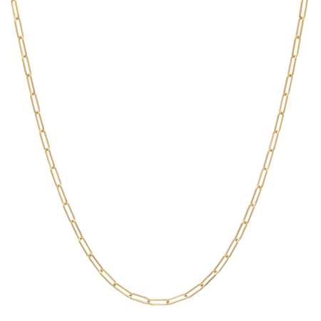 2MM Solid Paper Clip Chain in polished yellow gold