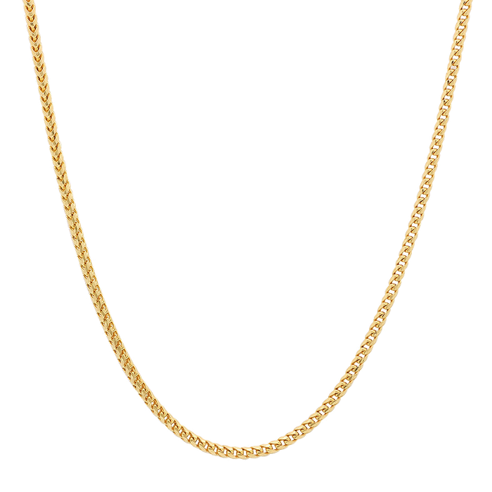 2MM Solid Plain Franco Chain in polished yellow gold