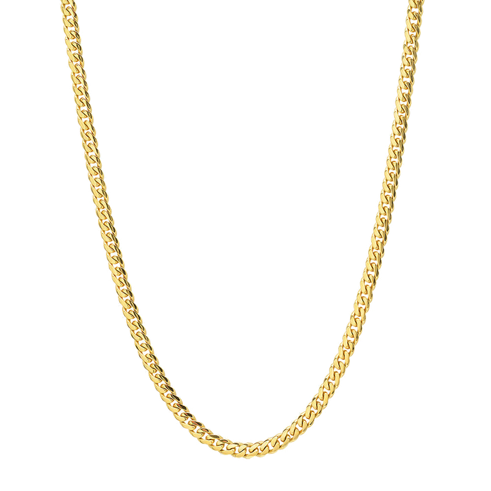3.2MM Solid Miami Cuban Link Chain in polished yellow gold