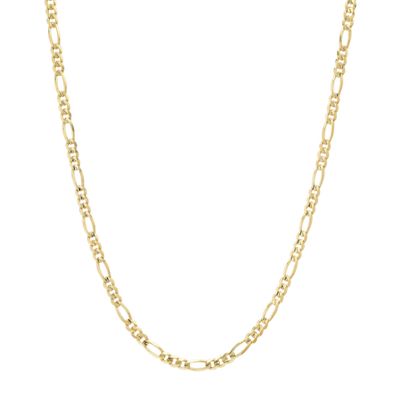 3.2MM Solid Plain Figaro Chain in polished yellow gold