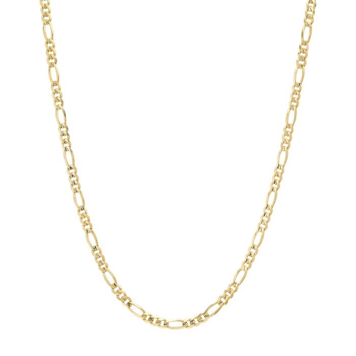 3.2MM Solid Plain Figaro Chain in polished yellow gold