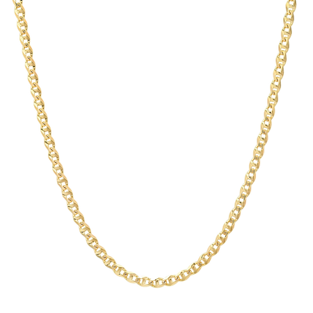 3MM Solid Diamond-Cut Mariner Chain in polished yellow gold