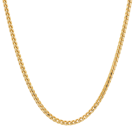 3MM Solid Plain Franco Chain in polished yellow gold