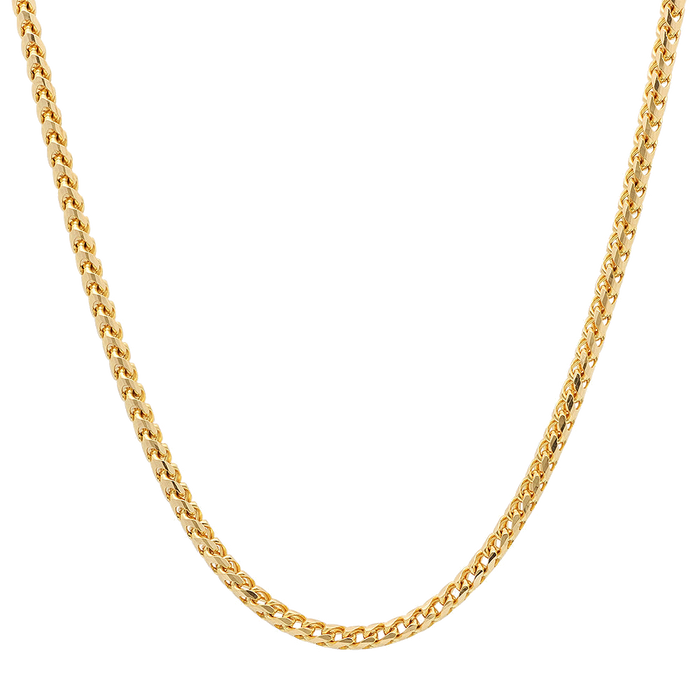 3MM Solid Plain Franco Chain in polished yellow gold