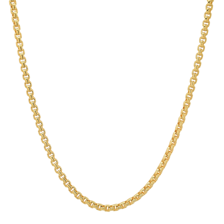 3MM Solid Rounded Box Chain in polished yellow gold