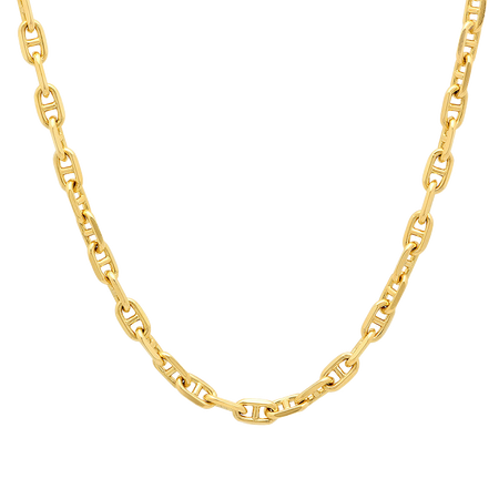 4MM Solid Alternating Mariner Chain in polished yellow gold