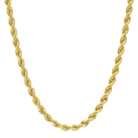 4MM Solid Diamond-Cut Rope Chain in polished yellow gold