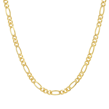 4MM Solid Plain Figaro Chain in polished yellow gold