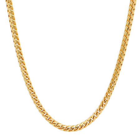 4MM Solid Plain Franco Chain in polished yellow gold