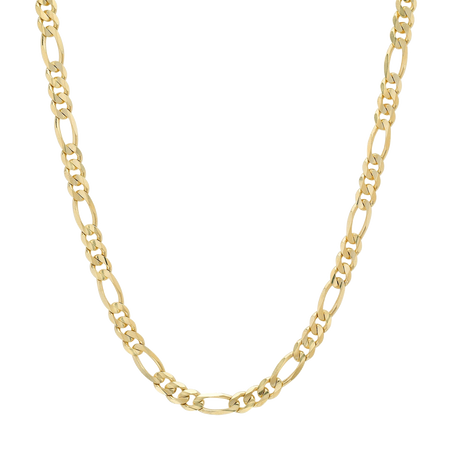 5.5MM Solid Plain Figaro Chain in polished yellow gold