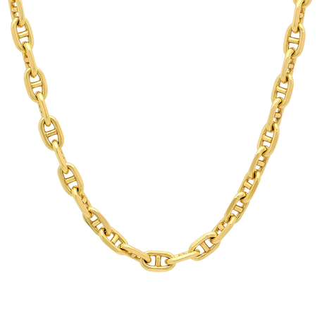 5MM Solid Alternating Mariner Chain in polished yellow gold