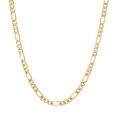 5MM Solid Plain Figaro Chain in polished yellow gold
