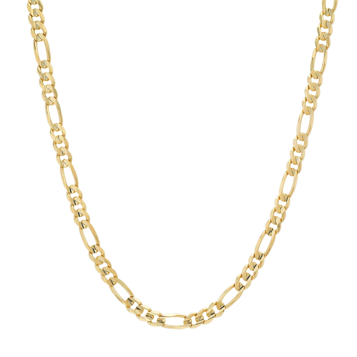 5MM Solid Plain Figaro Chain in polished yellow gold