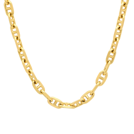 6MM Solid Alternating Mariner Chain in polished yellow gold